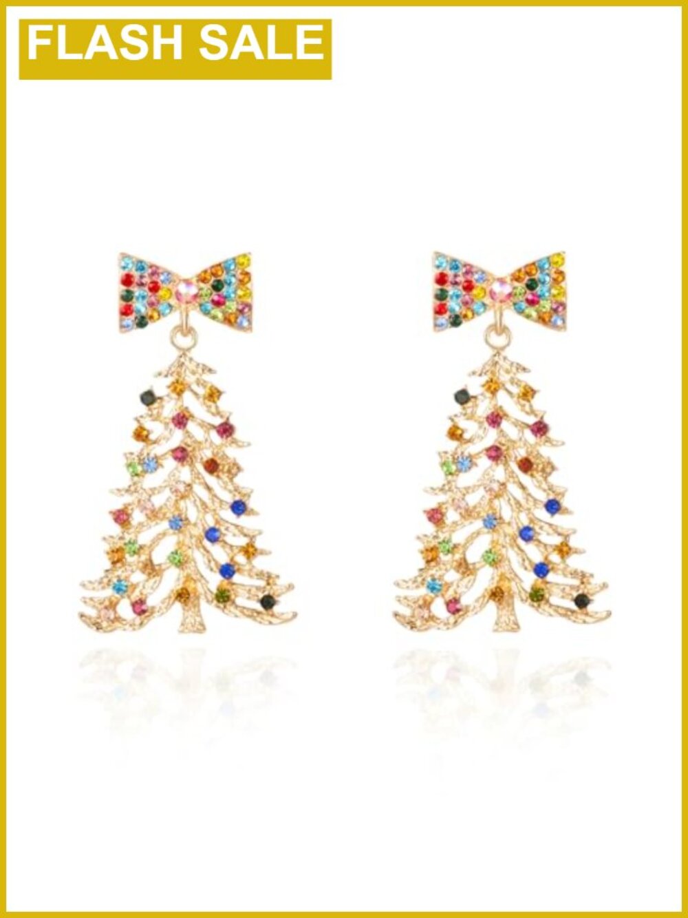 Christmas Earrings Rhinestone Snowflake Xmas Tree Holiday Dangle Earrings